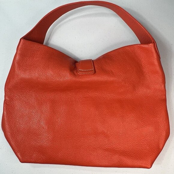 Dooney & Bourke Women Pebble Grain Belvedere Logo Lock Handbag Purse Orange EUC - Picture 6 of 13